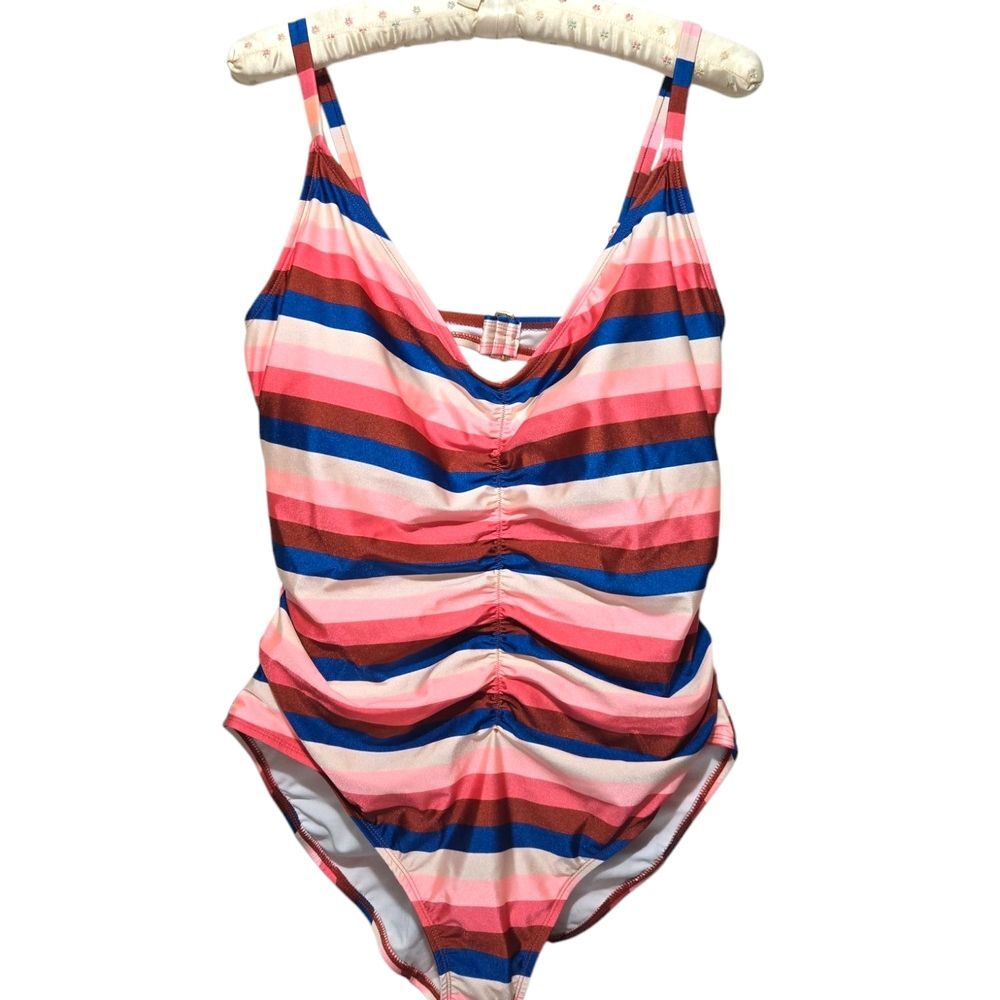 NWT Island Rays One Piece Striped Swimsuit Plus Size 3X